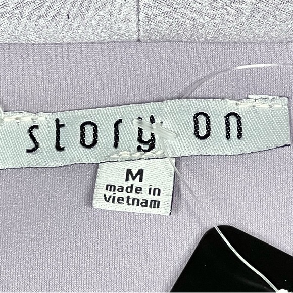 NWT STORY ON Amelia Open Front Long Blazer Lavender Suede Jacket Coat Size M - Picture 11 of 15